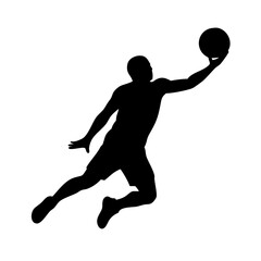 Basketball Player Silhouette Slam Dunk Action