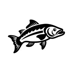 Elegant Black and White Fish Illustration