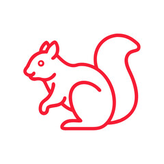 Red Squirrel Outline Icon, Forest Animal