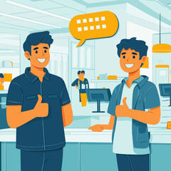 Friendly Customer Service Interaction in Office