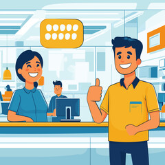 Friendly Customer Service Interaction in Office