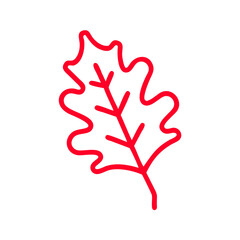 Red Oak Leaf Outline Icon, Vector Illustration