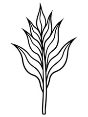 Stylized black outline plant icon with multiple leaves
