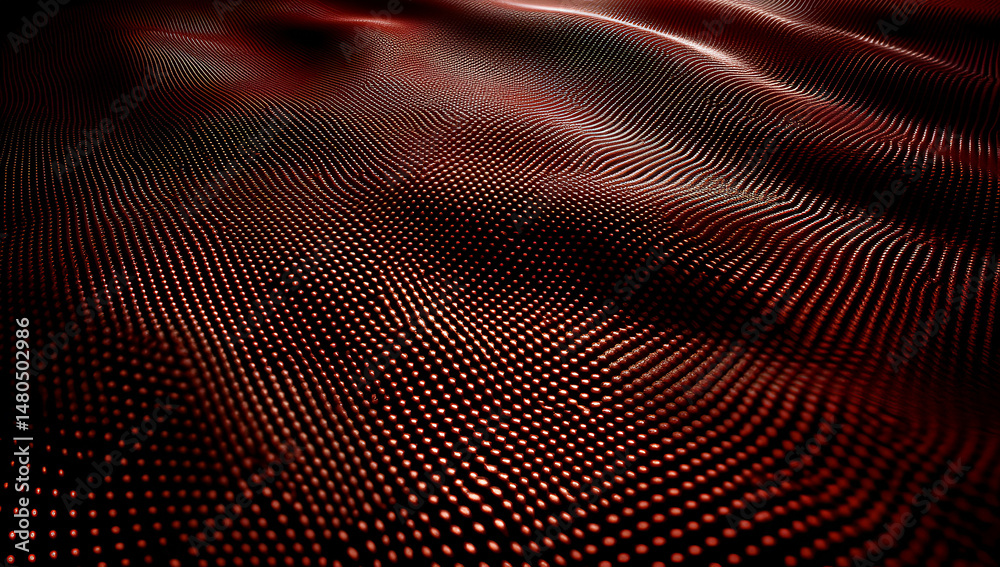 Aufkleber abstract digital wave pattern composed of a series of red dot arrangements creating a dynamic surfac