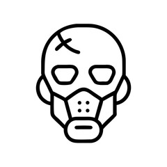 Zombie Head with Gas Mask Icon, Post-Apocalyptic