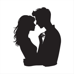 simple black and white romantic couple silhouette vector