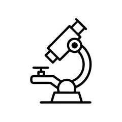 Simple Microscope Icon, Black Line Art