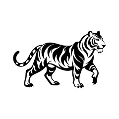 Striking Black and White Tiger Illustration