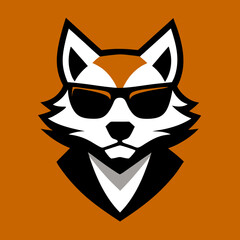 Cool Wolf Logo with Sunglasses and Suit