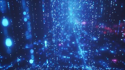 Obraz premium Abstract digital backdrop with glowing graphs and binary code for data analysis and growth