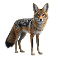 Fototapeta premium Majestic Black backed Jackal on Black Striking Pose Wild Canine Vibrant on transparent background