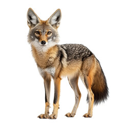 Fototapeta premium Majestic Black backed Jackal Isolated on Black Background Wild Canine on transparent background