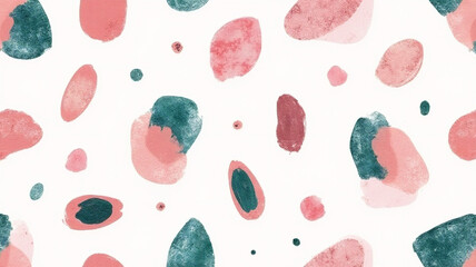 Collage seamless pattern with abstract shapes and textures in pink and teal