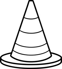 Traffic Cone Line Art Vector Illustration 
