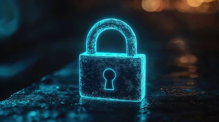 Fototapeta premium A glowing blue padlock symbolizing cybersecurity