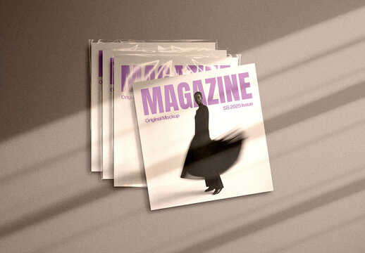 Square Cover Magazine Mockup