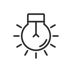 Light bulb icon on white background. Idea symbol. Electric lamp, light, innovation, solution, creative thinking, electricity. Outline, flat and colored style. Flat design.
