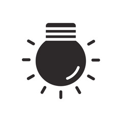 Light bulb icon on white background. Idea symbol. Electric lamp, light, innovation, solution, creative thinking, electricity. Outline, flat and colored style. Flat design.