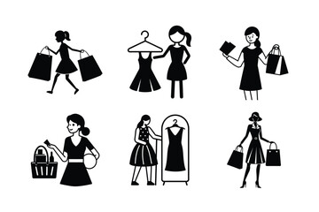 fashion women silhouettes Shopping girl 