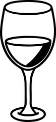 Wine Glass Half Full Line Art Vector Illustration