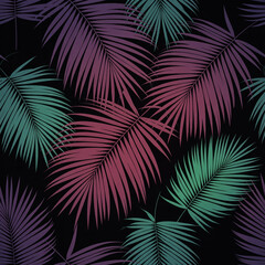 Vibrant palm leaves seamless pattern tropical summer background illustration