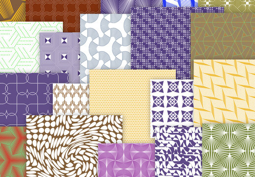 Seamles Simple Geometric Patters Bright Colored