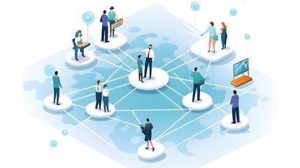 Professional Cartoon Vector Illustration of Business Networking Concept for Presentations