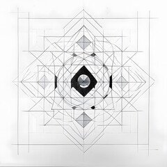 Abstract graphic illustration of a rhombus (diamond) shape composed of delicate, thin lines, precisely centered within the eye. Suitable for branding, presentations, creative projects, digital media 