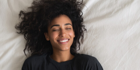 Smiling Woman Drinking Coffee in Bed – Warm Cartoon Illustration