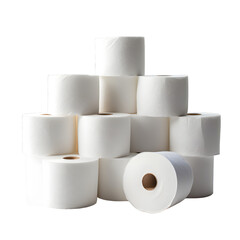 Stack of toilet paper rolls isolated on transparent background