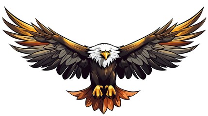 Obraz premium Eagle Tattoo Cartoon Vector Illustration Isolated - Creative Wildlife Design Element