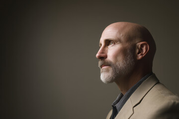Obraz premium portrait of expeditor on left side of frame showing focused expression
