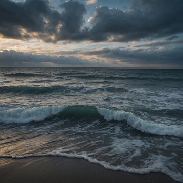 Blurred Cloudline Above Tranquil Sea