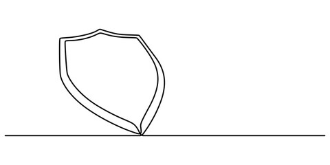 Fototapeta premium Shield, Protection, Security Continuous Line Icon, Continuous Single Line Drawing of Shield. One Line Protection Symbol for Safety and Insurance Concept, Abstract Guard Icon Vector Illustration. 