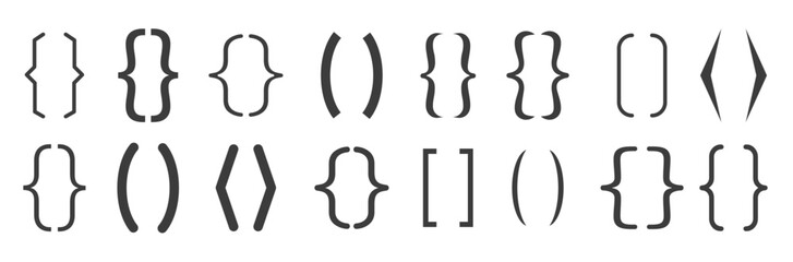 Bracket icon set. Text brackets collection. Curly brace set. Vector illustration