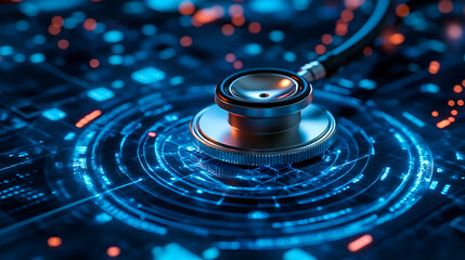 Digital medical technology concept with stethoscope.
