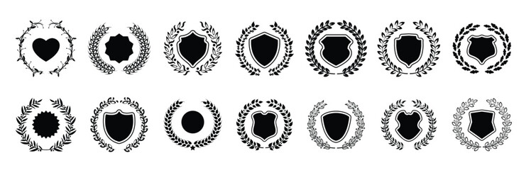  coat arms badges collection set vintage crest logo design isolated white