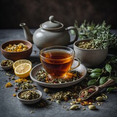 Fototapeta premium Clean Eating with Herbal Tea Detox Kit