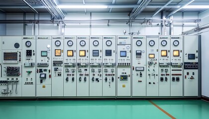 Industrial Control Panel with Gauges and Monitors