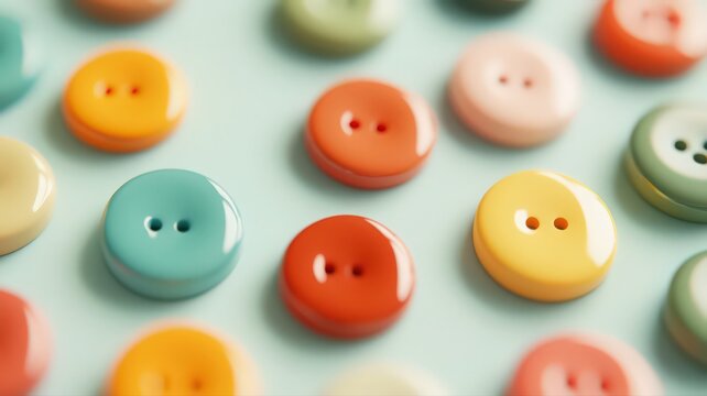 Colorful Buttons on a Light Blue Background