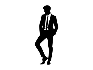 Silhouette of a Confident Businessman in Stylish Suit