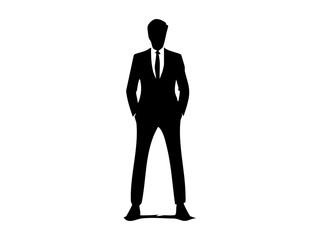Silhouette of a Confident Businessman in Stylish Suit