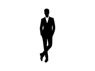 Silhouette of a Confident Businessman in Stylish Suit