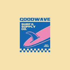 Vintage surf design template for surf club, surf shop, surf merch.	