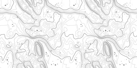 Line pattern seamless map topography background. Contour texture wood topographic abstract curves vector. Mountain compass cartography with linear wavy wind map.