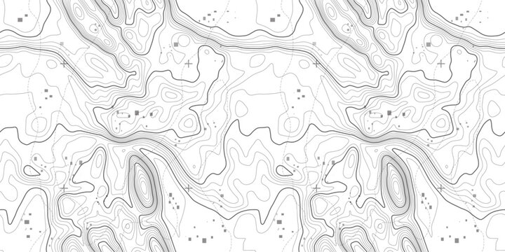 Line pattern seamless map topography background. Contour texture wood topographic abstract curves vector. Mountain compass cartography with linear wavy wind map.