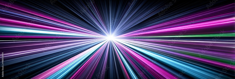 Poster dynamic light rays burst - abstract of vibrant light rays radiating outwards from a central point, c