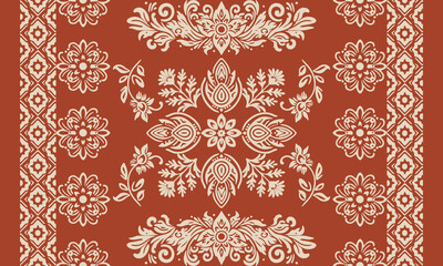 Motifs Ikat floral paisley embroidery background.geometric ethnic oriental pattern traditional.Aztec style abstract vector illustration. Design for texture,fabric, clothing,wrapping, decoration