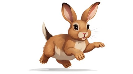 Fototapeta premium Energetic Bunny Jumping Isolated Stock Vector Illustration Cartoon Graphic