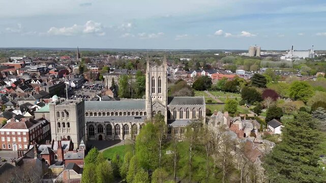A receding view from the cathedral in Bury Saint Edmunds, UK in springtime